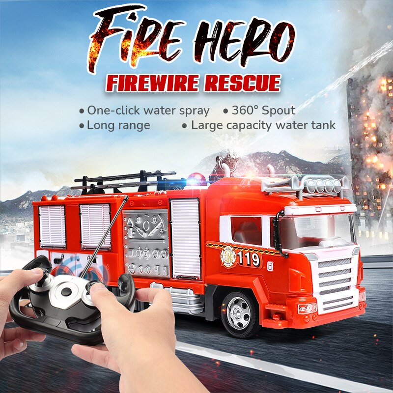 Remote Control Car Fire Truck Electric One-Button Water Spray