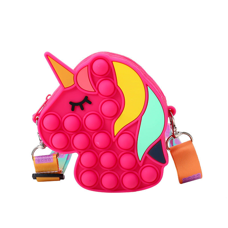 Fidget Toys Push Bubbles Toy Rainbow Unicorn Bag For Girls