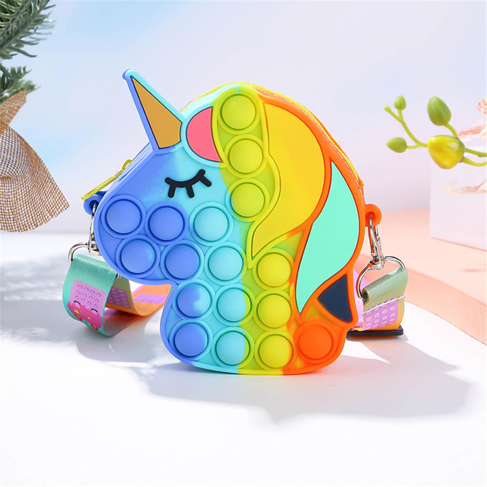 Fidget Toys Push Bubbles Toy Rainbow Unicorn Bag For Girls