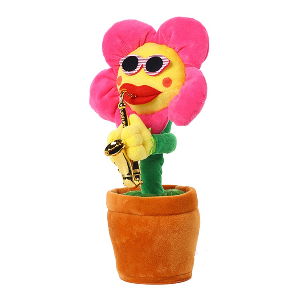 Singing And Dancing Cactus Sun Flower Toy Simulation Sunflower Dancing Playing Saxophone Bluetooth Musical Plush Toy