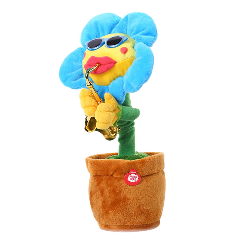 Singing And Dancing Cactus Sun Flower Toy Simulation Sunflower Dancing Playing Saxophone Bluetooth Musical Plush Toy